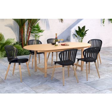 Amazonia PalmUtopia 7-Piece Oval Patio Dining Set In Black