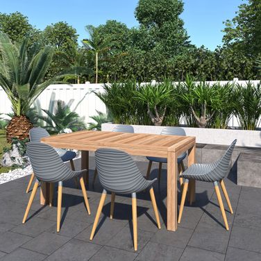 Amazonia PalmVista 7-Piece Rectangular Patio Dining Set In Grey