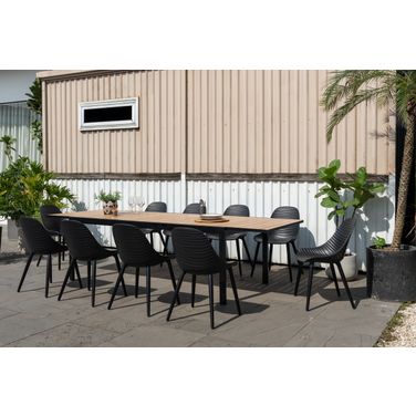 Amazonia Paris 11 Piece Rectangular Extebdable Patio Dining Set In Black