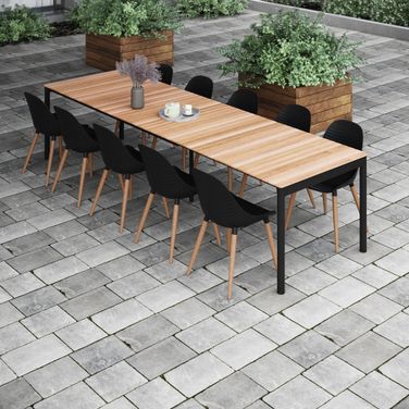 Amazonia Roma 11 Piece Extendable Patio Dining Set In Black