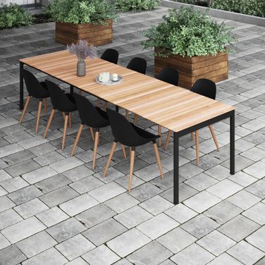 Amazonia Roma 9 Piece Extendable Patio Dining Set In Black