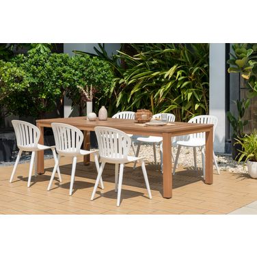 Amazonia UrbanSunset 7-Piece Rectangular Patio Dining Set In White