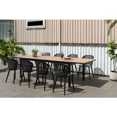 Amazonia Venecia 9 Piece Rectangular Extebdable Patio Dining Set In Black