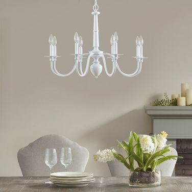 Amelia 8 Light Metal Chandelier In Glossy White