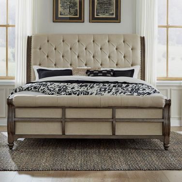 Americana Farmhouse Dusty Taupe Queen Sleigh Bed