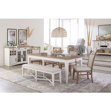 Americana Modern Dining Room Set With Upholstered Chairs and Bench