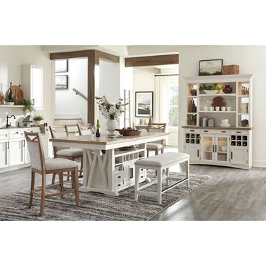 Americana Modern Island Counter Height Set With Bench