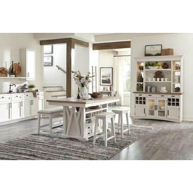 Americana Modern Island Counter Height Set With Stools