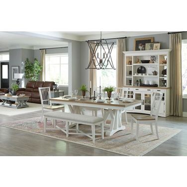 Americana Modern Trestle Dining Room Set With Bench
