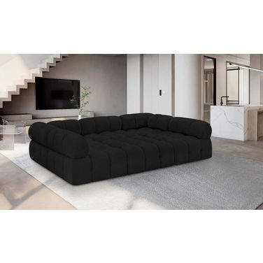 Ames Boucle Fabric 6 Piece Modular Sectional In Black
