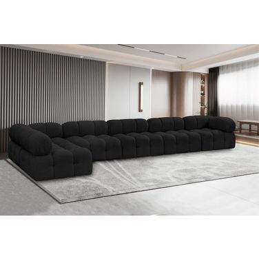 Ames Boucle Fabric 6 Piece Modular Sectional In Black