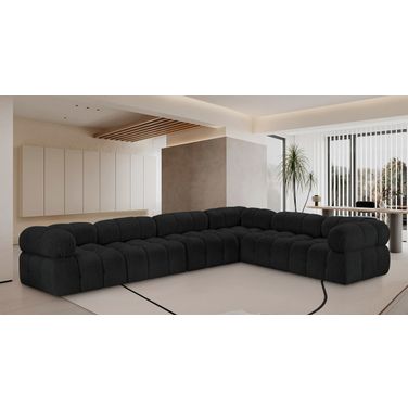 Ames Boucle Fabric 6 Piece Modular Sectional In Black