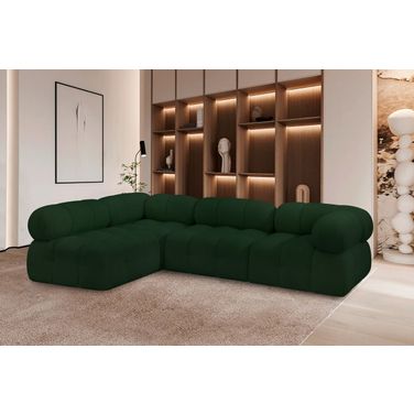 Ames Boucle Fabric 4 Piece Modular Sectional In Green