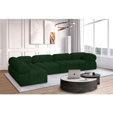 Ames Boucle Fabric 5 Piece Modular Sectional In Green
