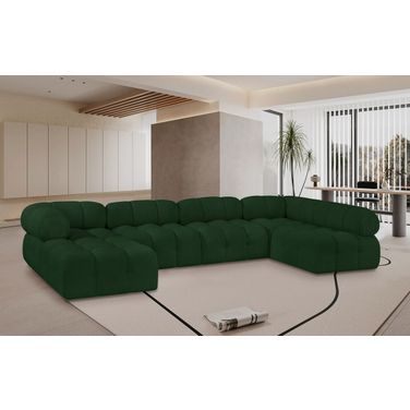 Ames Boucle Fabric 6 Piece Modular Sectional In Green