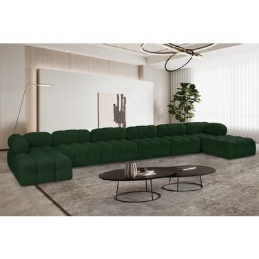 Ames Boucle Fabric 8 Piece Modular Sectional In Green