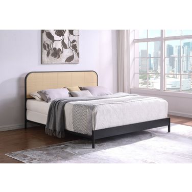 Amherst Radio Weave Rattan Metal Eastern King Bed In Black