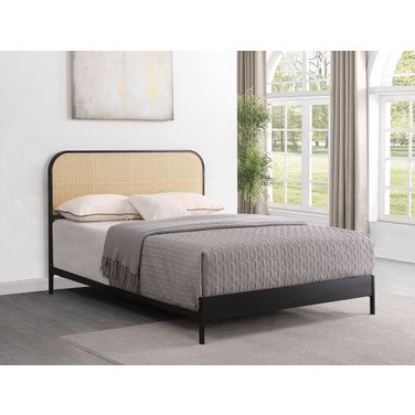 Amherst Radio Weave Rattan Metal Queen Bed In Black