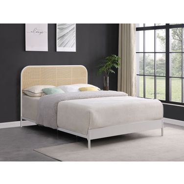 Amherst Radio Weave Rattan Metal Queen Bed In White
