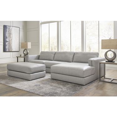 Amiata 2-Piece Sectional with Chaise and Ottoman In Glacier