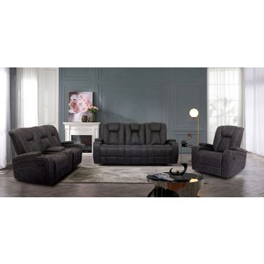 Amirah Dark Gray Glider Living Room Set With Drop Down Table
