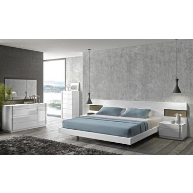 Amora Natural White Lacquer Platform Bedroom Set