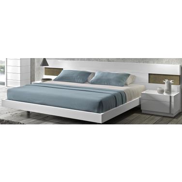Amora Natural White Lacquer Queen Platform Bed