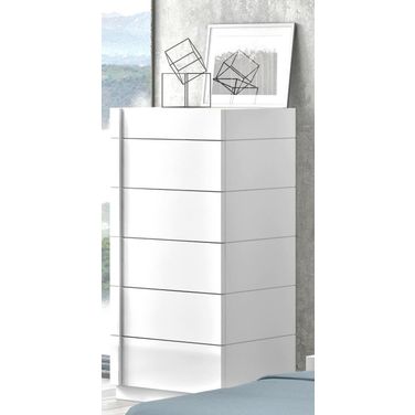 Amora Natural White Lacquer 6 Drawer Chest