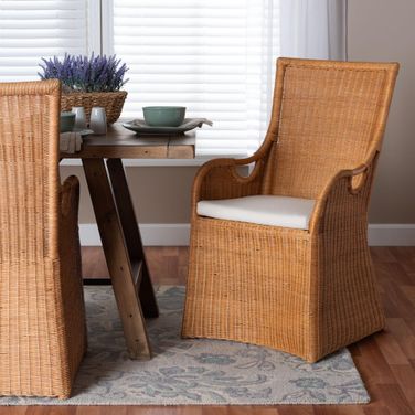 Amsterdam Rattan Dining Chair In Light Honey