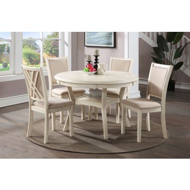 Amy 5 Piece Round Dining Room Set In Bisque