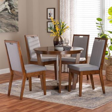 Ana Wood 5-Piece Dining Set In Grey and Walnut Brown