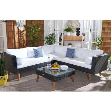 Analon Outdoor Sectional in Black and White