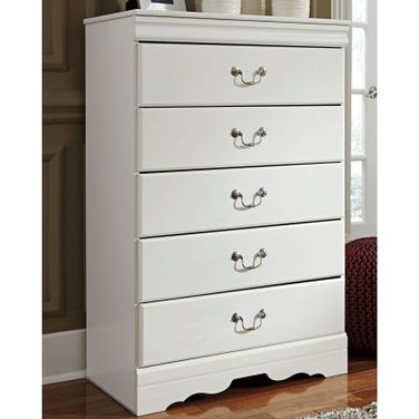 Anarasia White 5 Drawer Chest