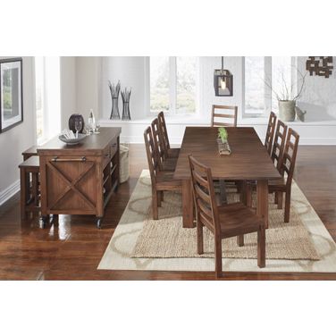 Anacortes Mahogany 105" Extendable Rectangular Trestle Dining Room Set