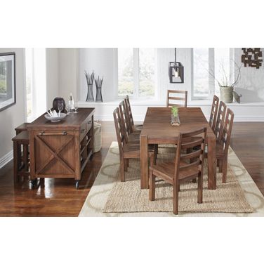 Anacortes Mahogany 90" Extendable Rectangular Leg Dining Room Set