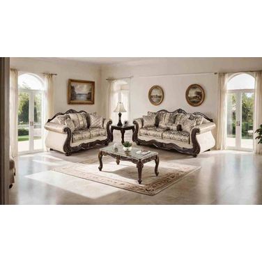 Andalusia Living Room Set In Light Brown and Dark Cherry