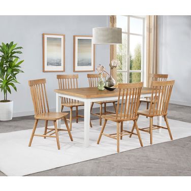 Andrews Rectangular Dining Room Set In Light Ash and White