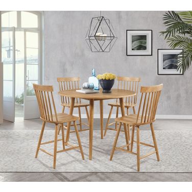 Andrews Round Counter Height Dining Room Set In Light Ash
