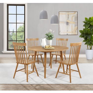 Andrews Round Wood Dining Room Set In Light Ash