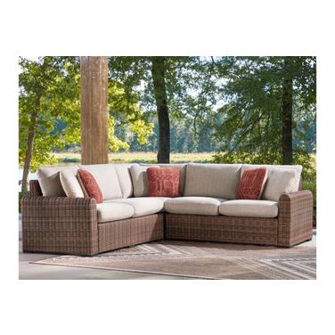 Angel Island 3-Piece Outdoor Sectional In Brown and Beige