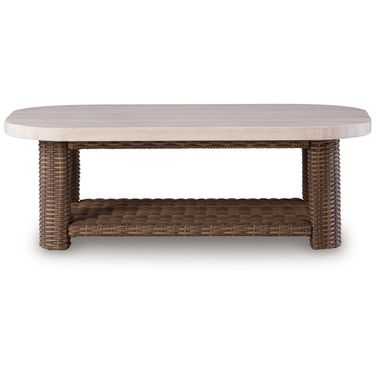 Angel Island Outdoor Coffee Table In Brown and Beige