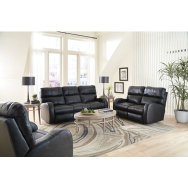 Angelo Italian Leather Match Power Reclining Living Room Set In Black