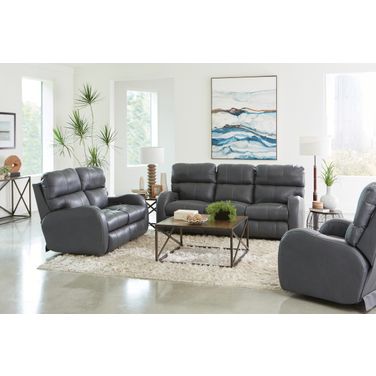 Angelo Italian Leather Match Power Reclining Living Room Set In Gunmetal