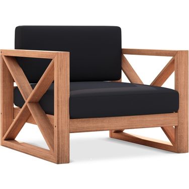 Anguilla Water Resistant Fabric Outdoor Chair In Black