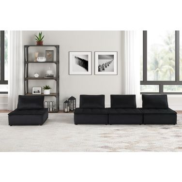 Anna 120 Inch Velvet 4 Piece Modular Sofa In Black