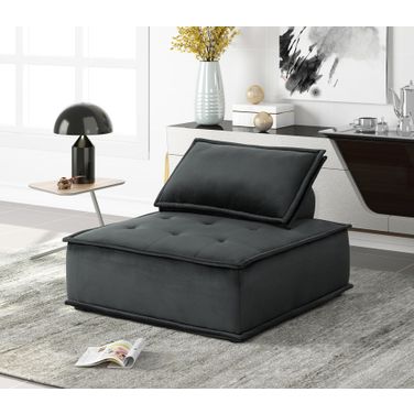 Anna 40 Inch Velvet Armless Lounge Chair In Black