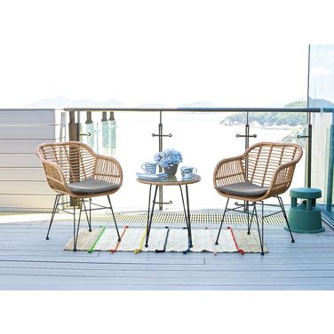Antibes 1.0 Steel Rattan 3-Piece Patio Conversation Set With Cushions In Grey