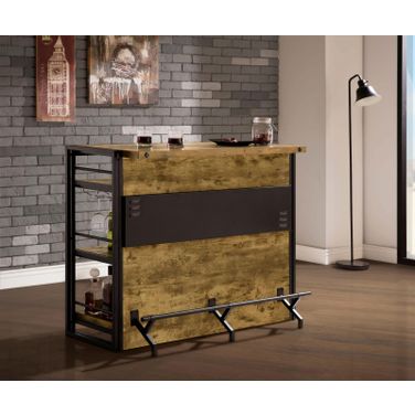 Renaldi Bar Unit with Stemware Rack Antique Nutmeg