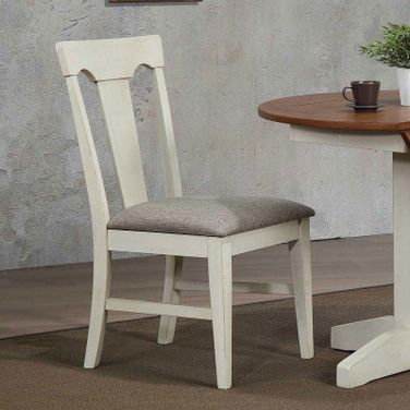 Antique White Panel Back Side Chair Set of 2