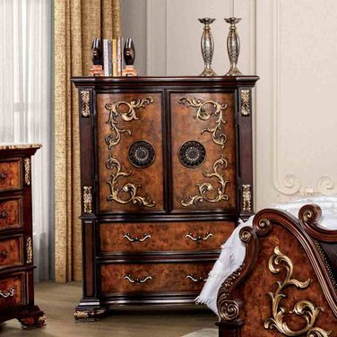 Aquilina Chest In Dark Cherry and Oak